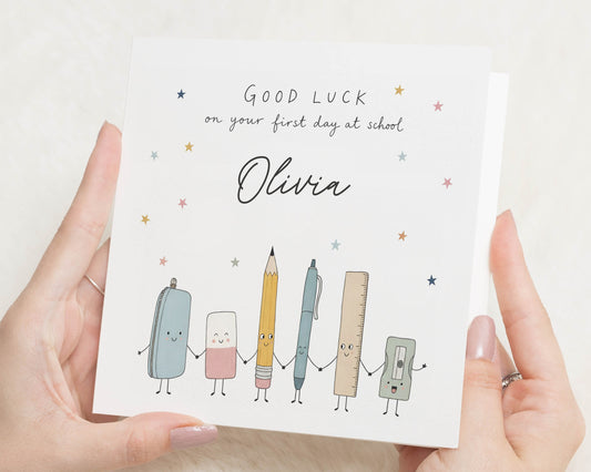 Personalised First Day of School Card, Good Luck Card for School, Starting School Card, Back to School Card, Custom Childrens Card