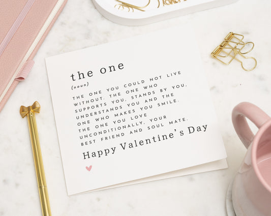Valentines Day Card for Partner, Romantic Valentines Card, Card for Husband, Wife, Boyfriend, Girlfriend, The One Card