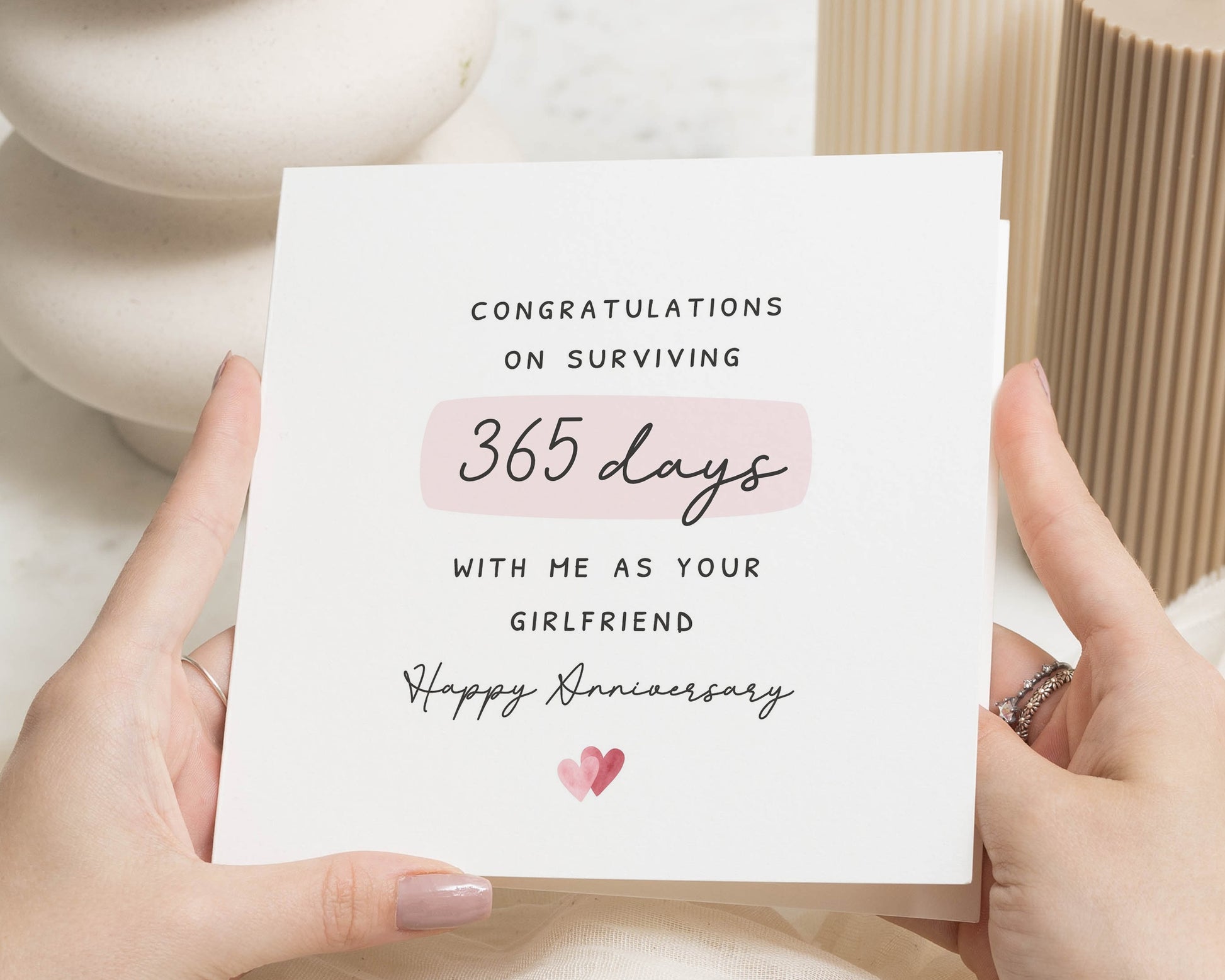 Anniversary Card for Girlfriend, Funny Anniversary Card, 1st Anniversary Card, Romantic Card for Her, Surviving a Year Card