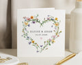 Personalised Wedding Card, Engagement Card, Floral Heart Card, Custom Names Card, Wedding Day Card, Anniversary Card, Romantic Card