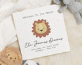 New Baby Card, Personalised Baby Card, Welcome To The World Card, Baby Lion Card, Baby Boy Card, Baby Girl Card, Animal Baby Card