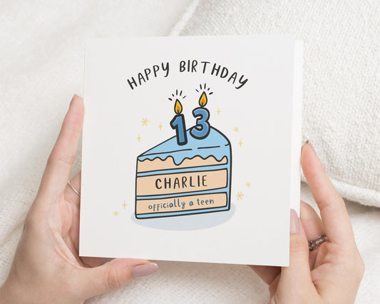 13th Birthday Card, Officially A Teen Card, Personalised Teen Card, Birthday Card for Son, Daughter, Boy, Girl, Custom Age Card