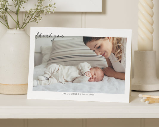 Personalised Baby Thank You Cards, Photo Thank You Card, Birth Announcement Card, Minimal Baby Thank You Cards, New Baby Thank You Card
