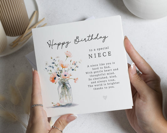 Birthday Card for Niece, Niece Birthday Card, Floral Birthday Card, Birthday Card for Her, Personalised Niece Card, Cute Birthday Card