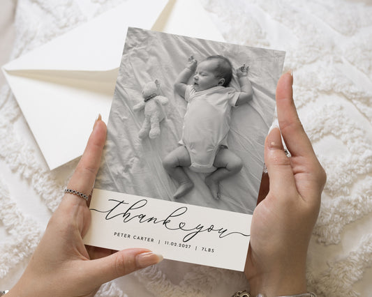 Personalised Baby Thank You Cards, Photo Baby Thank You Card, Birth Announcement Card, Minimal Thank You Cards for Baby, A6 Postcard