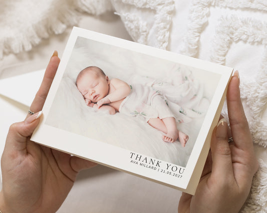 Personalised Baby Thank You Cards, Photo Baby Thank You Card, Birth Announcement Card, Folded Baby Thank You Cards, Thank You Card for Baby