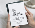 Illustrated Car Wedding Invitations, Balloon Wedding Invite, Black and White Personalised Wedding Invitation Suite, Fun Wedding Stationery