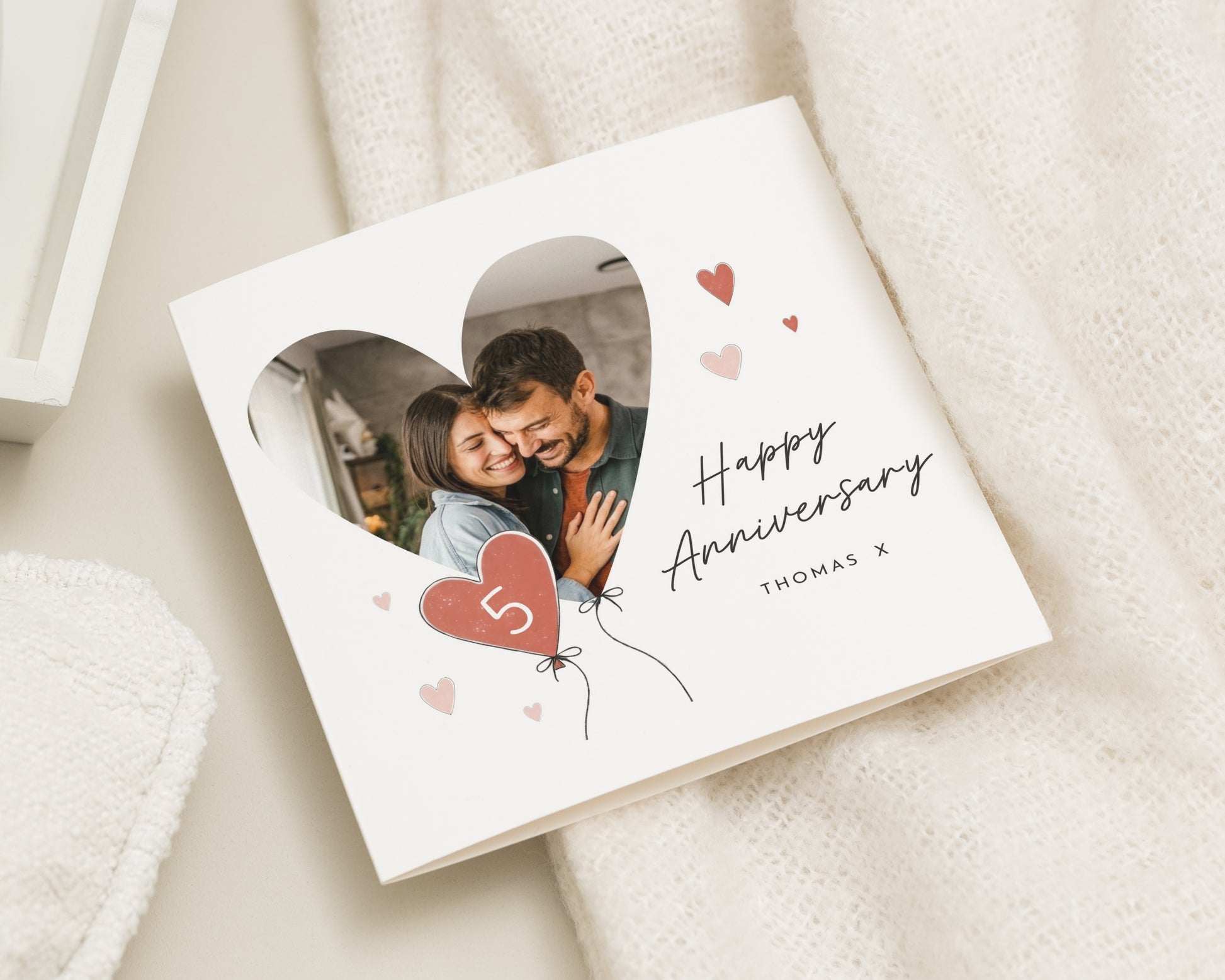 Personalised Anniversary Card, Photo Anniversary Card, 5th Wedding Anniversary Card, Anniversary Card for Husband or Wife, Partner Card