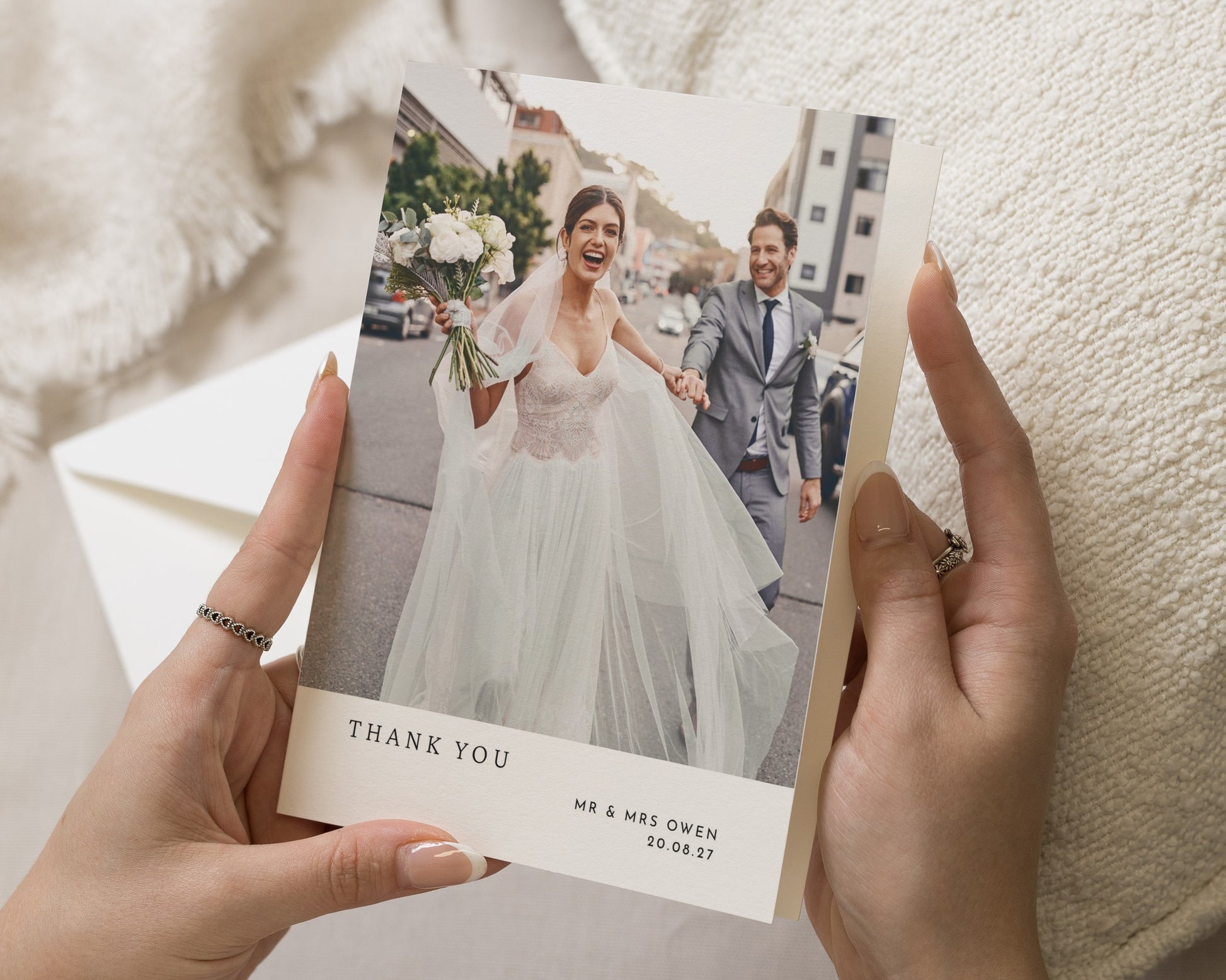 Personalised Wedding Thank You Cards, Photo Wedding Thank You Card, Personalised Thank You Cards, Simple Flat Thank You Cards