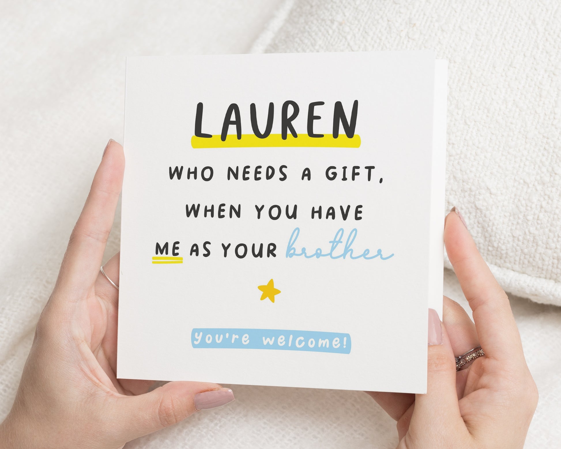 Birthday Card for Sister, Funny Birthday Card for Her, Personalised Sister Birthday Card, Brother to Sister Card, Custom Name Card