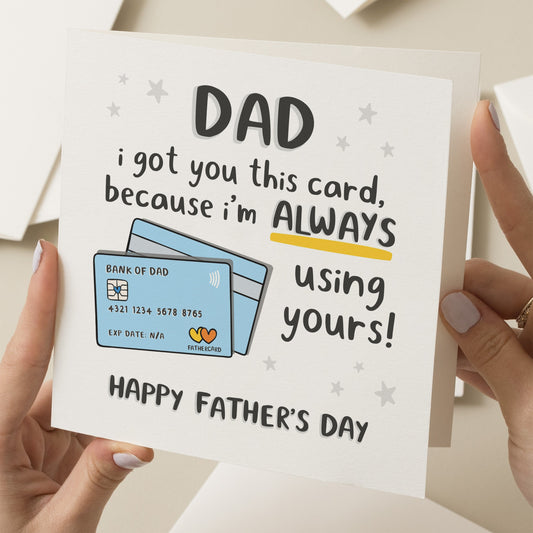 Bank of Dad Funny Fathers Day Card, Pun Card For Dad, Dad Fathers Day Gift, Cute Dad Card, Funny Fathers Day Card, Funny Gift For Dad