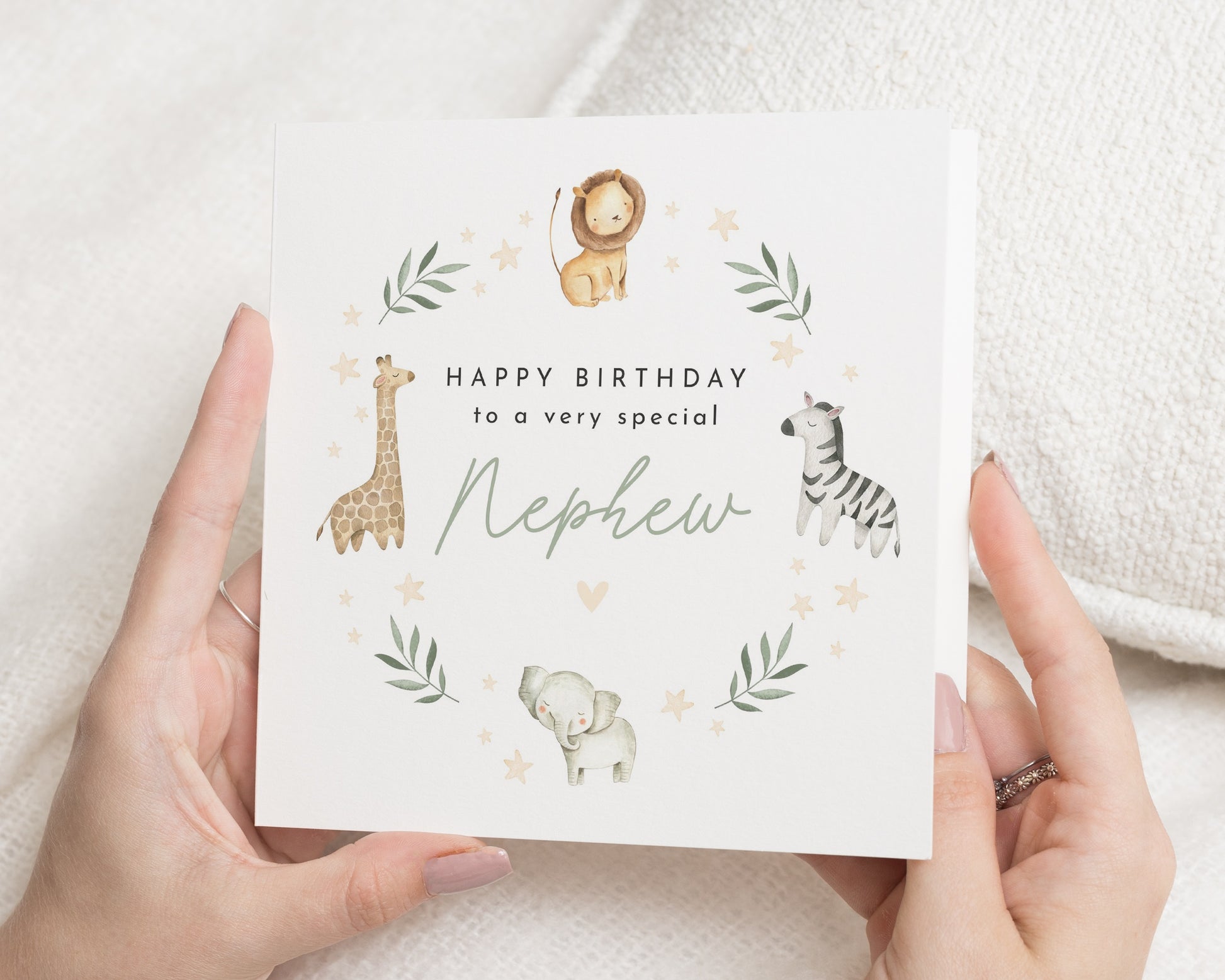 Birthday Card for Nephew, Nephew Birthday Card, Safari Birthday Card, Jungle Animal Birthday Card, Cute Birthday Card for Boy