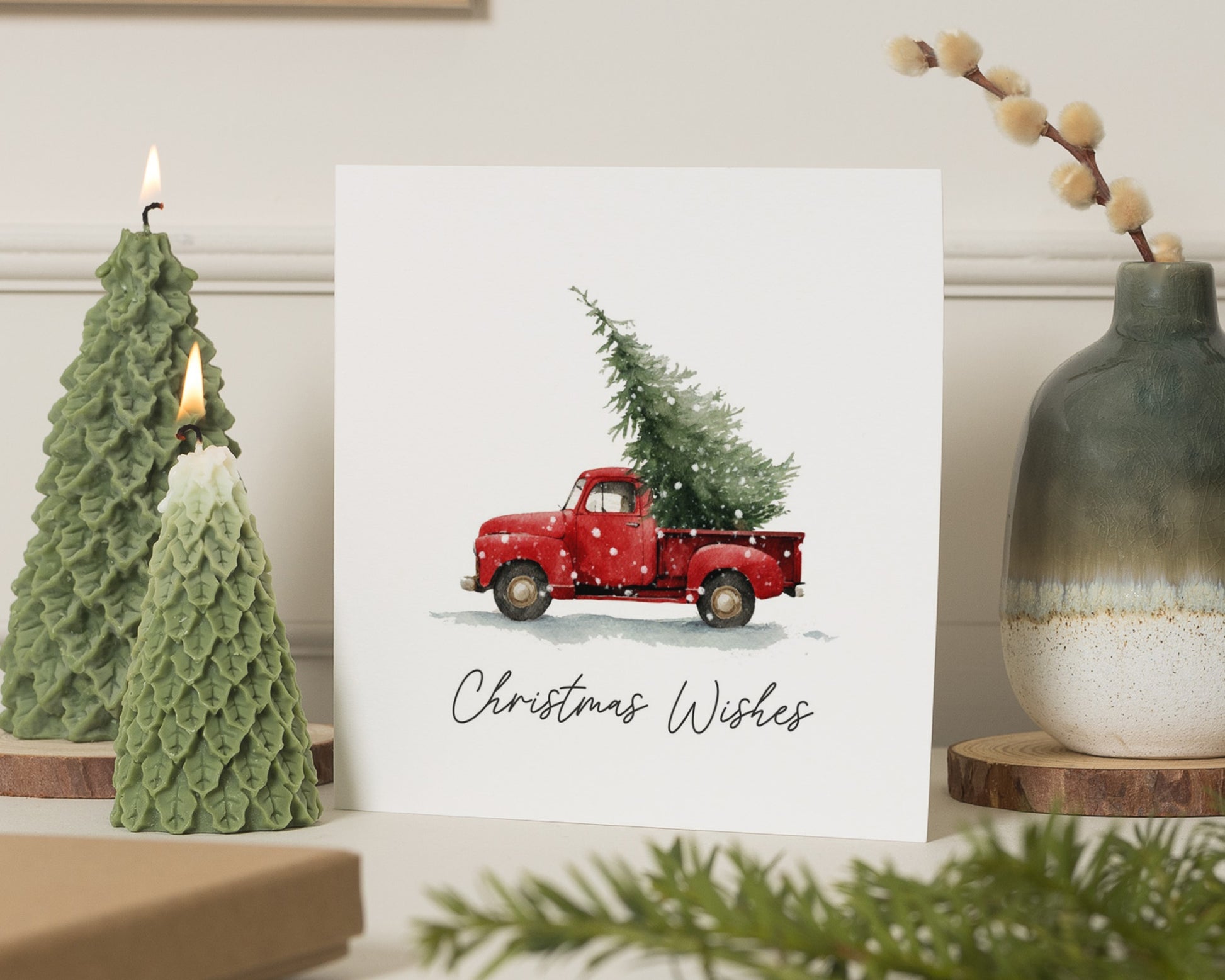 Christmas Card, Christmas Wishes Card, Red Truck Christmas Card, Christmas Card for Him, Christmas Card for Her, Cute Christmas Card