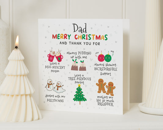 Dad Christmas Card, Merry Christmas Card for Dad, Funny Christmas Card for Him, Dad Xmas Card, Cute Christmas Card for Dad