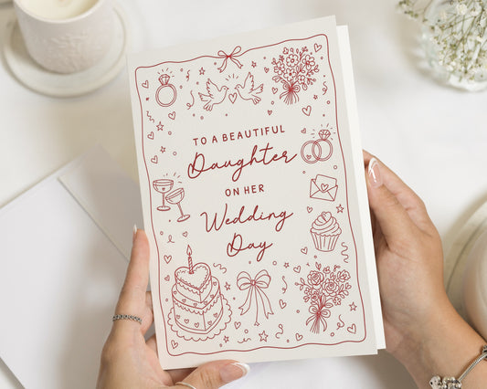 Daughter Wedding Card, Wedding Day Card for Daughter, Bride Card, Wedding Card for Daughter from Mum and Dad, Floral Wedding Card