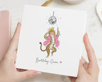 Birthday Card for Her, Birthday Queen Card, Friend Birthday Card, Best Friend Birthday Card, Leopard Birthday Card, Cute Birthday Cards