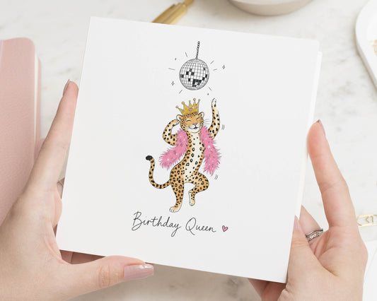 Birthday Card for Her, Birthday Queen Card, Friend Birthday Card, Best Friend Birthday Card, Leopard Birthday Card, Cute Birthday Cards