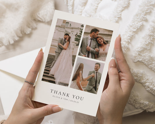 Personalised Wedding Thank You Cards, Photo Wedding Thank You Card, Minimal Folded Thank You Cards, Wedding Thank You Card