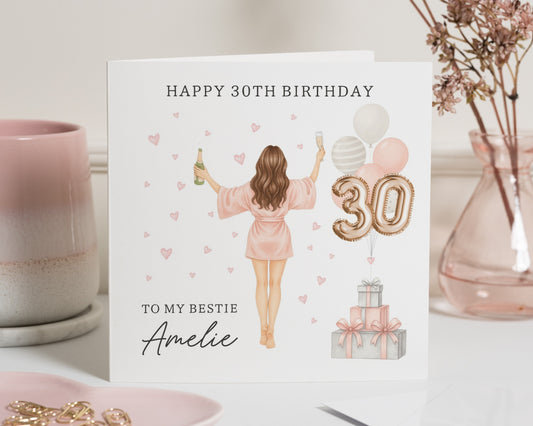 30th Birthday Card for Best Friend, Personalised Birthday Card for Her, Bestie Birthday Card, 30th Birthday Card for Women
