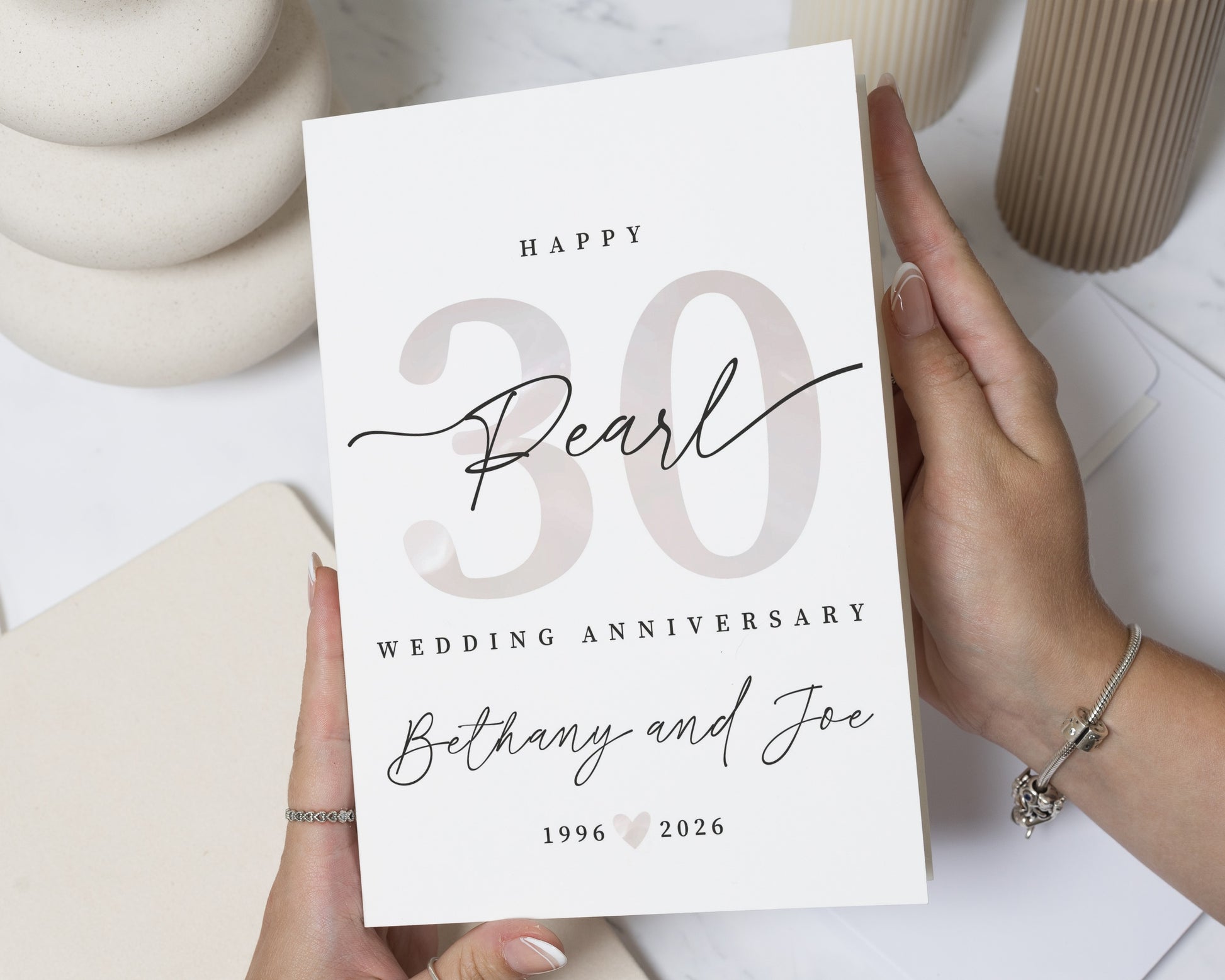 30th Wedding Anniversary Card, Pearl Anniversary Card, Personalised Anniversary Card, 30 Years Married Card for Husband and Wife