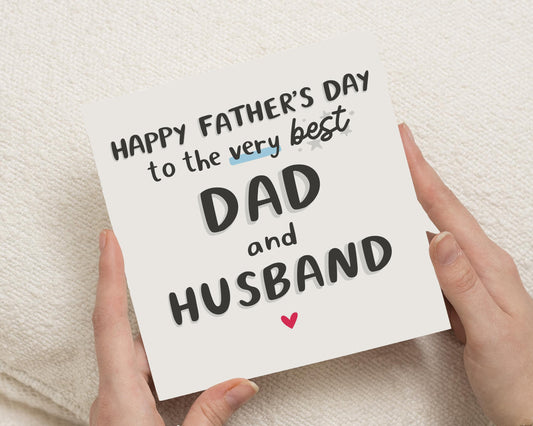 Fathers Day Card for Dad, Fathers Day Card for Husband, Best Dad Card, Fathers Day Card from Wife, Cute Fathers Day Card
