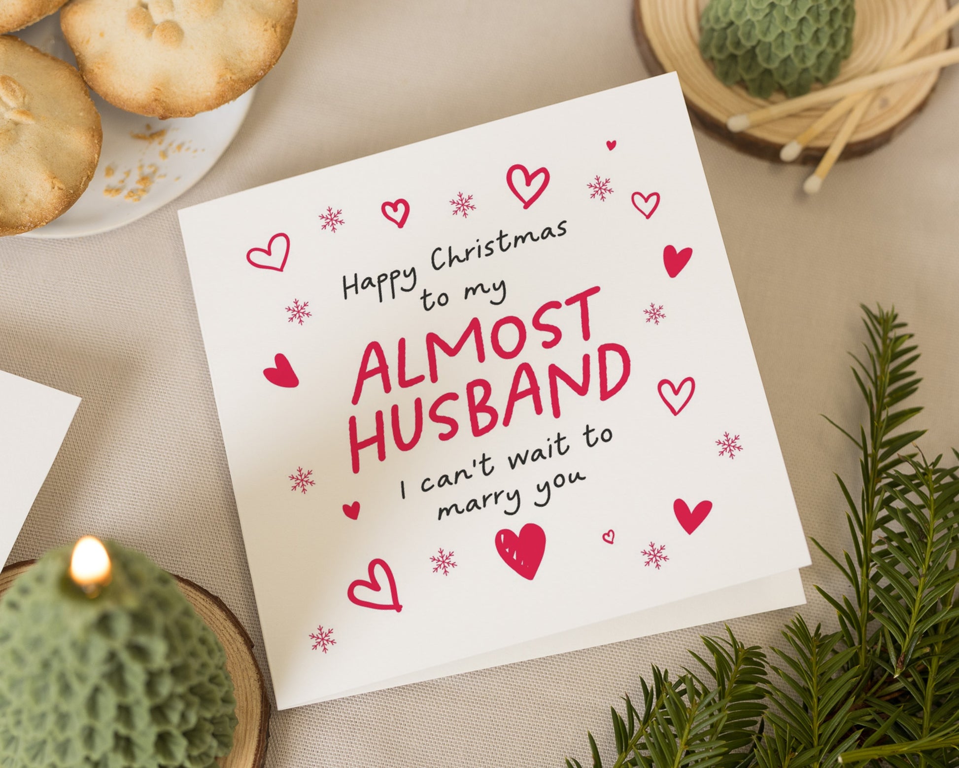 Christmas Card for Fiancé, Happy Christmas Almost Husband Card, Romantic Christmas Card for Him, Personalised Card for Fiance