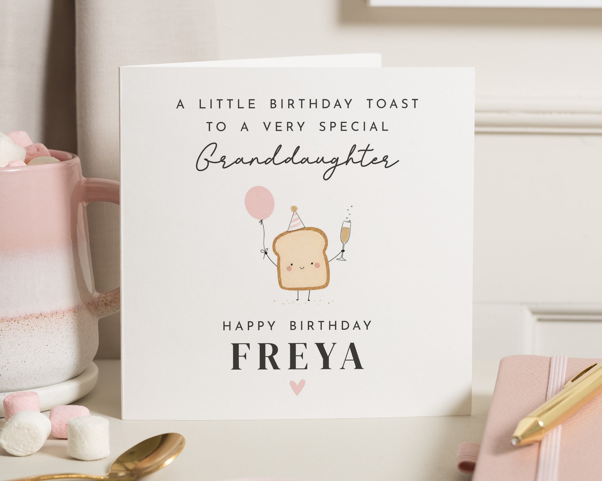 Granddaughter Birthday Card, Personalised Birthday Card for Granddaughter, Cute Birthday Card for Her, Funny Birthday Toast Card