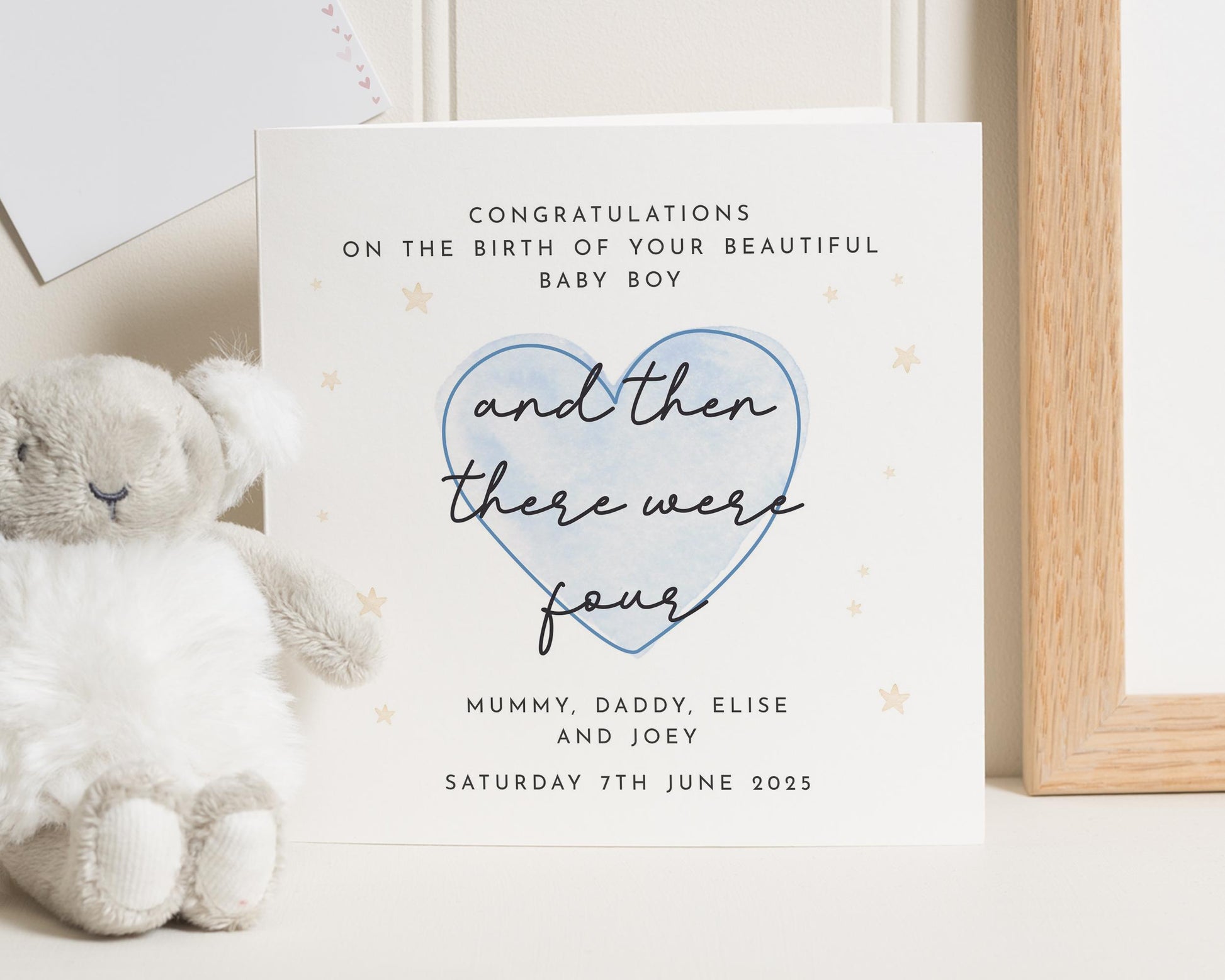 New Baby Boy Card, Personalised Baby Card, Baby Boy Congratulations Card, Card for New Parents, Birth of Baby Boy Card, Custom Family Card
