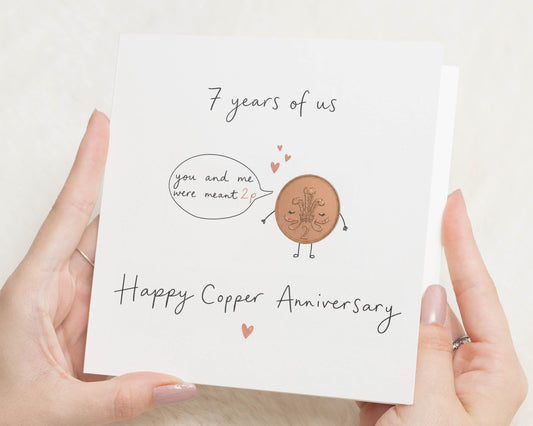 7th Anniversary Card, Copper Anniversary Card, 7th Wedding Anniversary Card, Anniversary Card for Husband, Wife Card, Seven Years Card