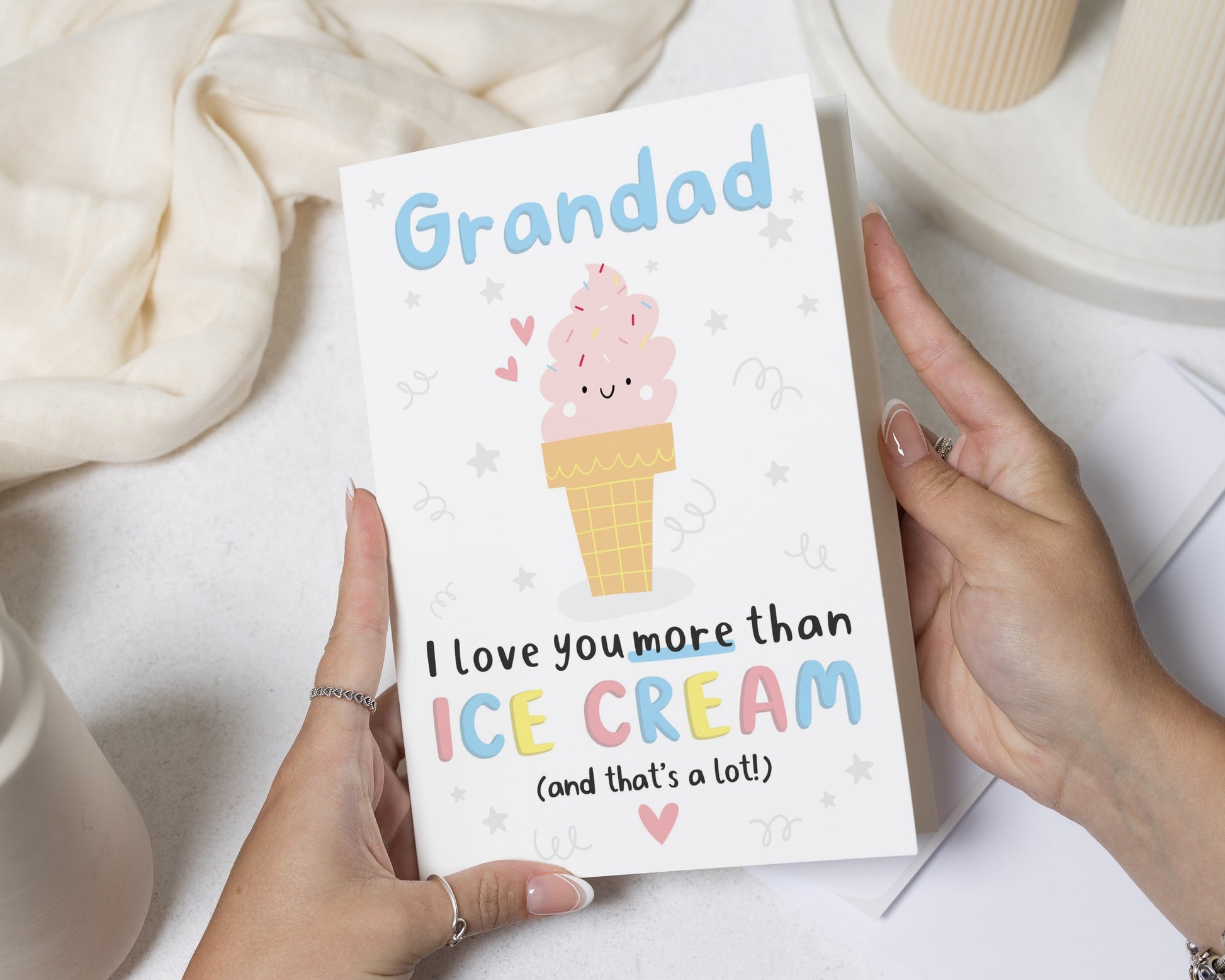 Grandad Birthday Card, Birthday Card for Grandad, Grandpa Birthday Card, Father's Day Card for Grandad, Cute Ice Cream Card