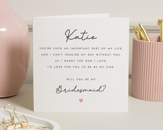 Will You Be My Bridesmaid Card, Bridesmaid Proposal Card, Personalised Bridesmaid Card, Wedding Party Card, Bridesmaid Invitation
