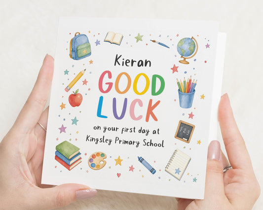 Good Luck Card, First Day at School Card, Personalised School Card, Back to School Card, New School Card for Child, Good Luck at School