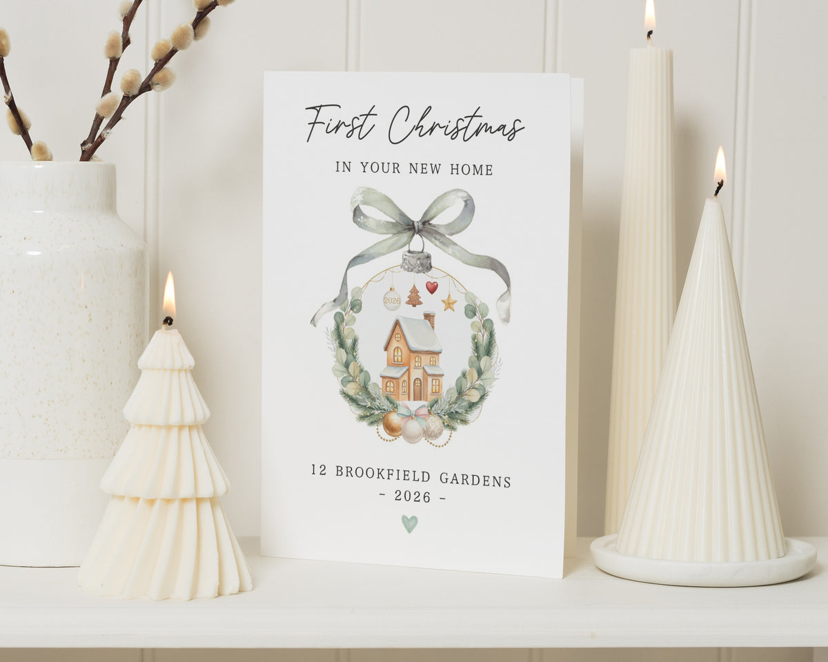 First Christmas Card in New Home, 1st Christmas New Home Card, Personalised Christmas Card, First Home Christmas Card, New House Card