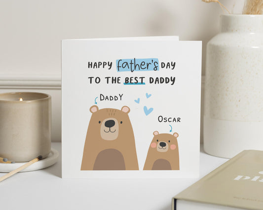 Fathers Day Card from Child, Daddy Fathers Day Card, Personalised Bear Card, Fathers Day Card for Dad, Cute Daddy Card