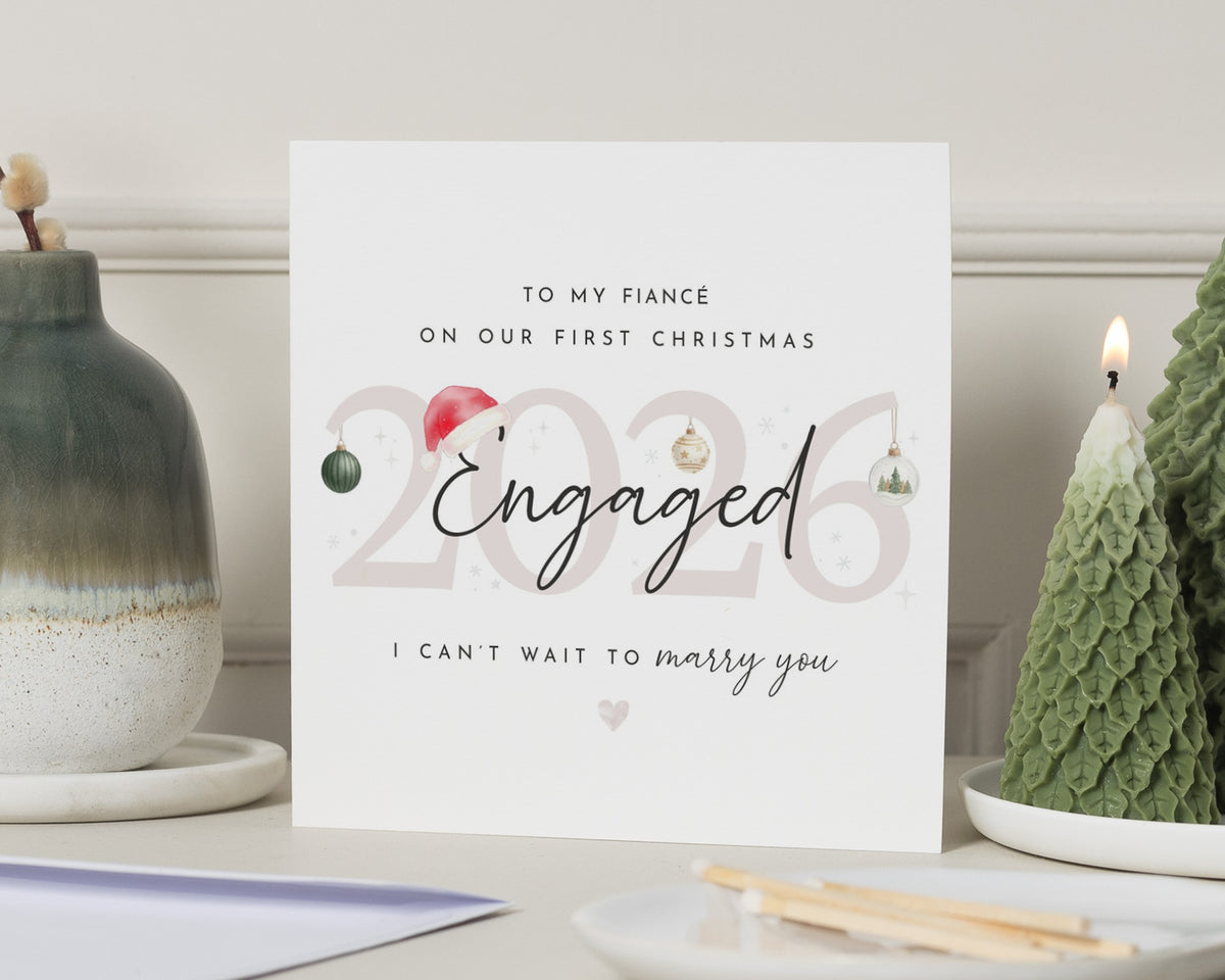 Fiancé Christmas Card, First Christmas Engaged Card, 2026 Christmas Card for Fiancé, Engagement Christmas Card, Romantic Xmas Card