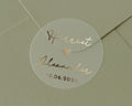Personalised Wedding Sticker, Gold Foil Envelope Seal, Custom Names and Date, Wedding Favour Sticker, Engagement Party Sticker