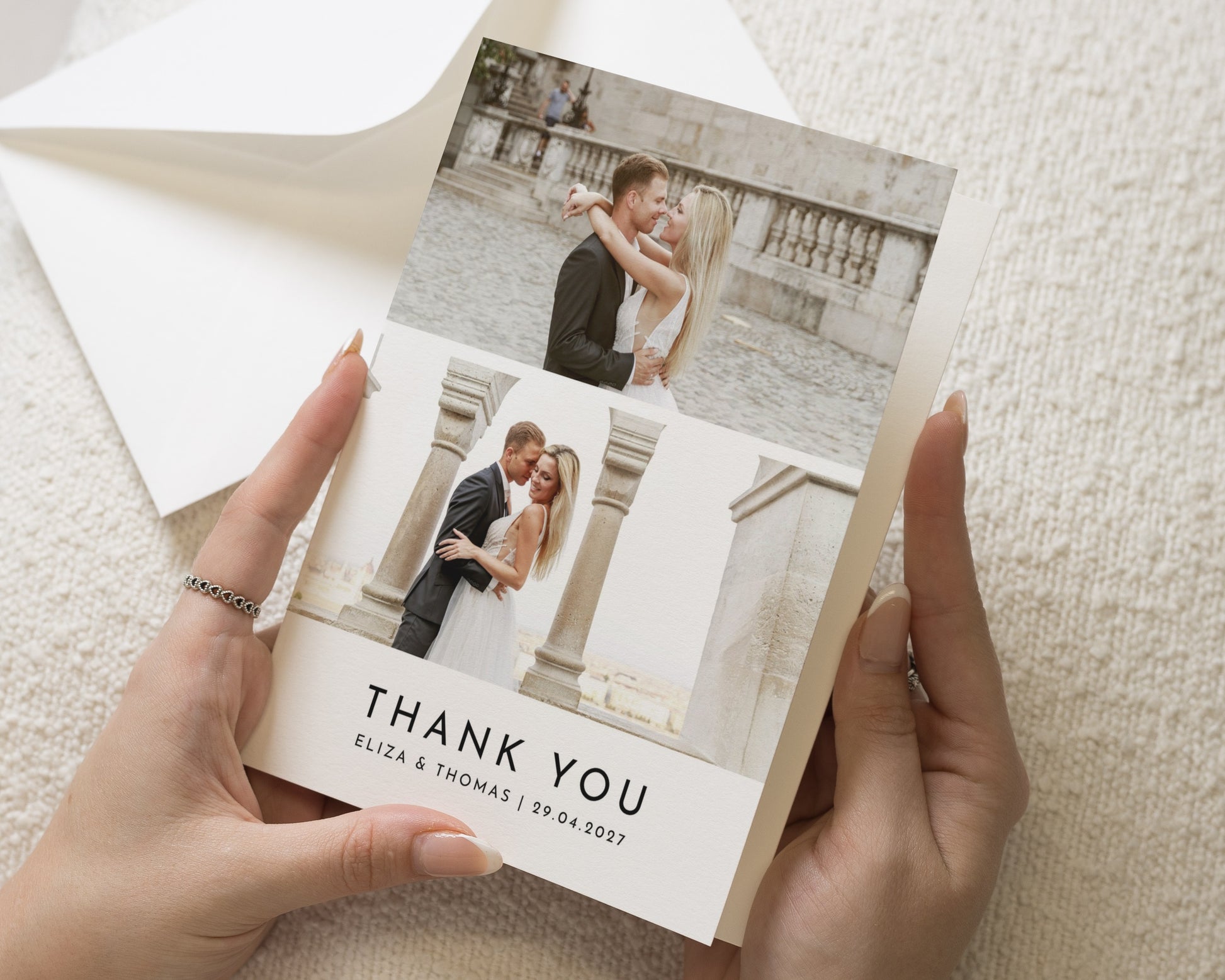 Personalised Wedding Thank You Cards, Photo Wedding Thank You Cards, Folded Wedding Thank You Card, Modern Wedding Stationery