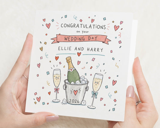 Wedding Card, Personalised Wedding Card, Wedding Day Card, Congratulations Wedding Card, Card for Couple, Newlywed Card, Champagne Card