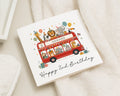 2nd Birthday Card, Second Birthday Card, Personalised Birthday Card, London Bus Birthday Card, Safari Birthday Card for Boy