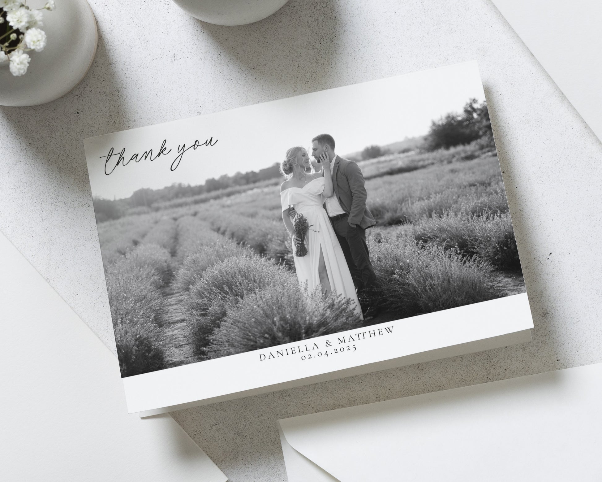 Personalised Wedding Thank You Cards, Photo Wedding Thank You Cards, Simple Wedding Thank You Cards, Folded Thank You Cards