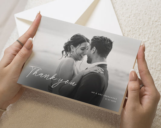 Personalised Wedding Thank You Card, Photo Wedding Thank You Card, Wedding Thank You Cards, Folded Thank You Card, Thank You Cards