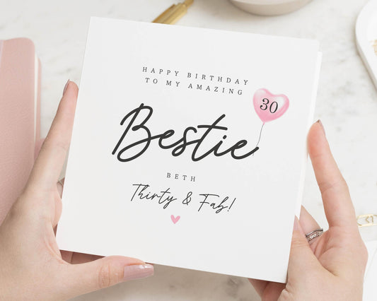 Birthday Card for Best Friend, 30th Birthday Card for Her, Bestie Birthday Card, Personalised Birthday Card, Thirty and Fab Card