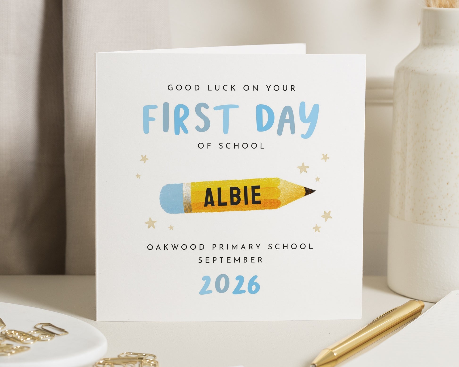First Day Of School Card, Good Luck Card, Personalised School Card, Good Luck Card For Boy, First Day Card, Custom Name Card
