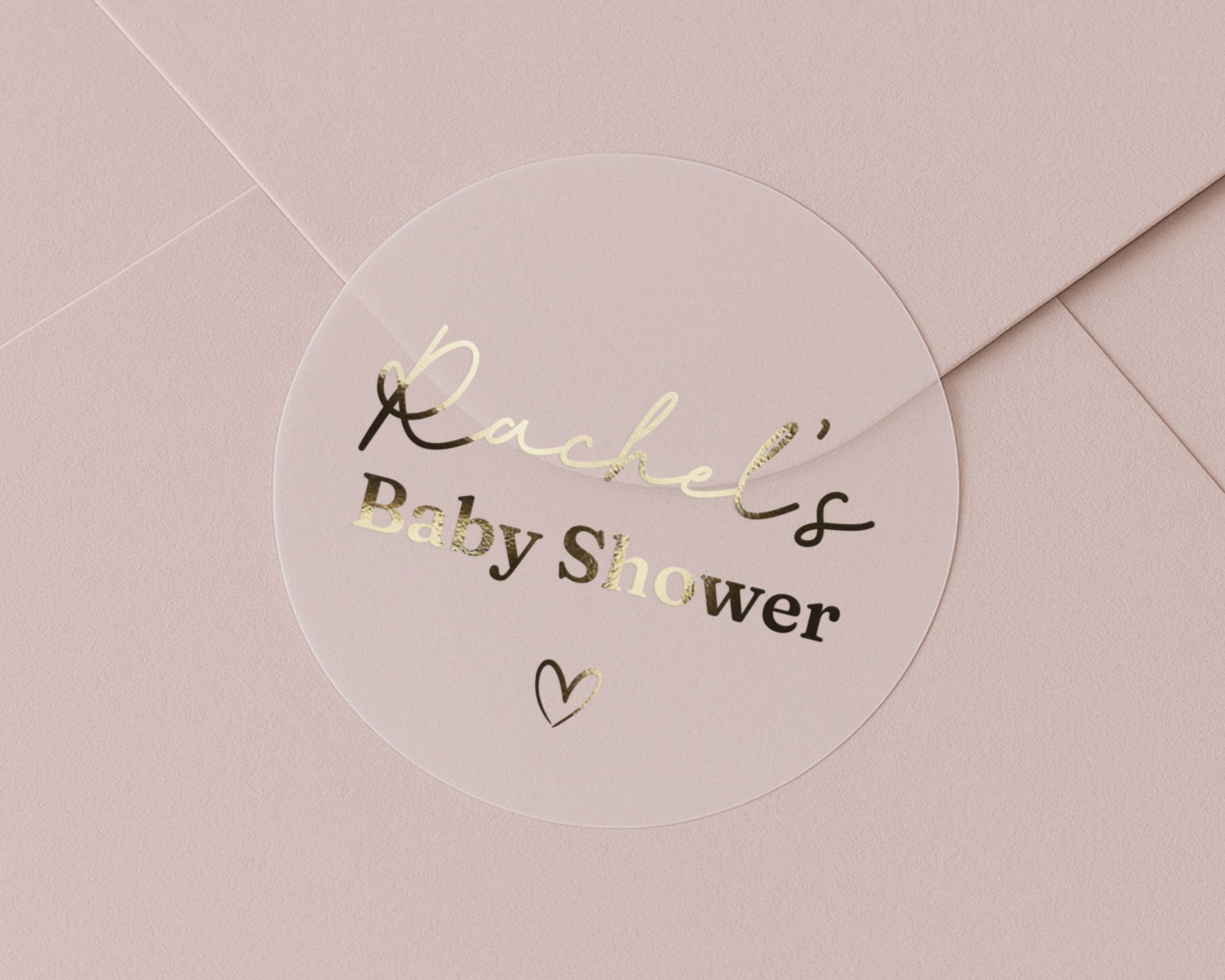 Personalised Baby Shower Sticker, Gold Foil Baby Shower Label, Custom Name Baby Shower Decoration, Baby Shower Envelope Seal