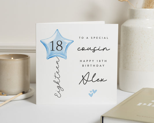 18th Birthday Card for Cousin, Personalised Birthday Card, 18th Birthday Card, Birthday Card for Him or Her, Custom Birthday Card