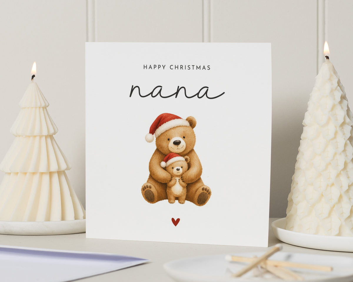 Christmas Card for Nana, Nana Christmas Card, Personalised Christmas Card for Her, Cute Bear Christmas Card, Card from Grandchildren
