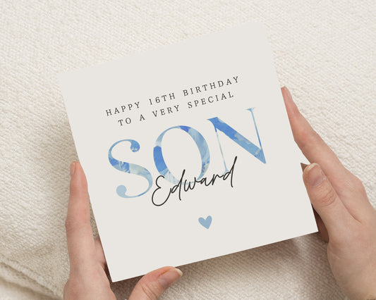 16th Birthday Card for Son, Son Birthday Card, Personalised 16th Birthday Card, Birthday Card for Boy, Teen Birthday Card for Him