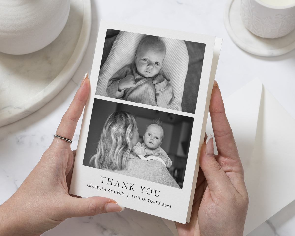 Personalised Baby Thank You Cards, Photo Thank You Card, Birth Announcement Card, Minimal Thank You Cards, New Baby Thank You Card