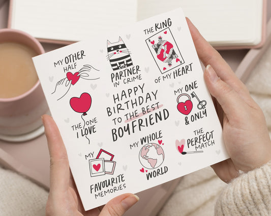 Birthday Card for Boyfriend, Happy Birthday Card for Him, Partner in Crime Card, Romantic Birthday Card, Cute Birthday Card for Men