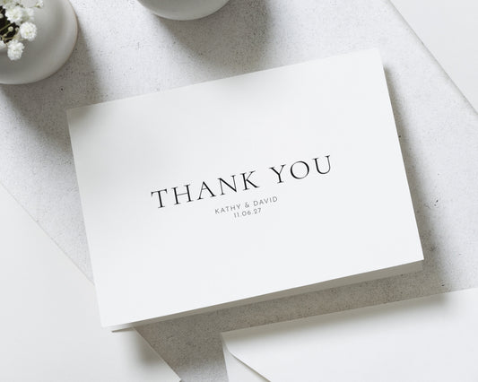 Personalised Wedding Thank You Cards, Folded Wedding Thank You Cards, Wedding Thank You Cards, Minimal Thank You Card for Wedding, A6